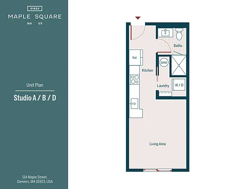Floor plan Studio, 1 Bathroom