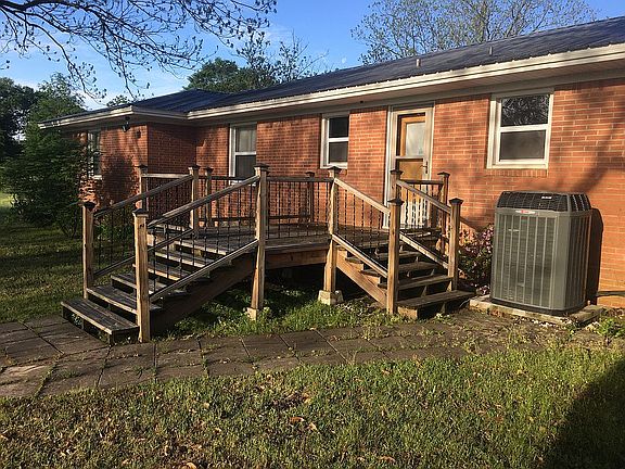 Backyard wooden deck .