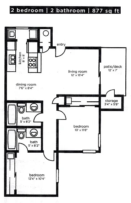 Floor plan 2 bedroom 2 bathroom