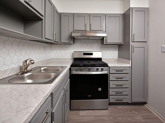 Newly Renovated One Bedroom Kitchen at the Chateau Apartments in Carrboro, NC