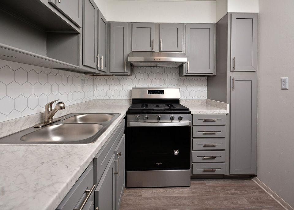 Newly Renovated One Bedroom Kitchen at the Chateau Apartments in Carrboro, NC