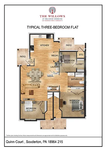 Floor plan 3 Bedroom Flat - ADA