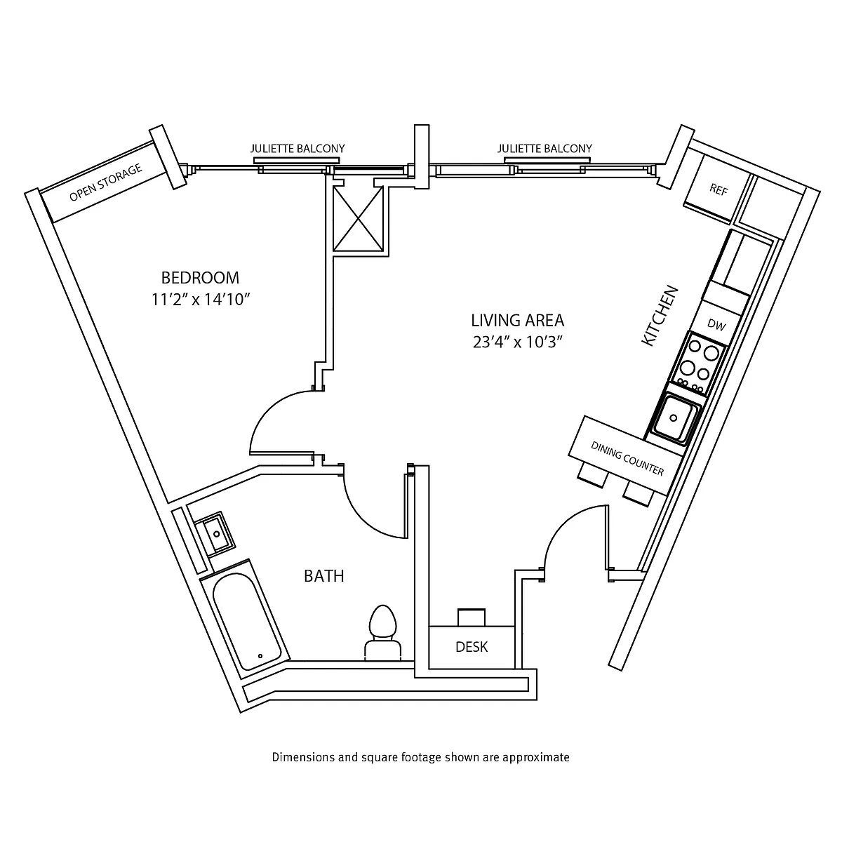 Floor plan 1 Bedroom / 1 Bath