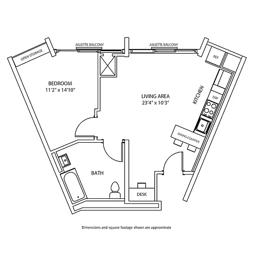Floor plan 1 Bedroom / 1 Bath