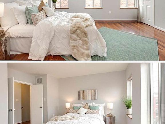 Large bedroom suitable for queen or king size bed and walk in closet