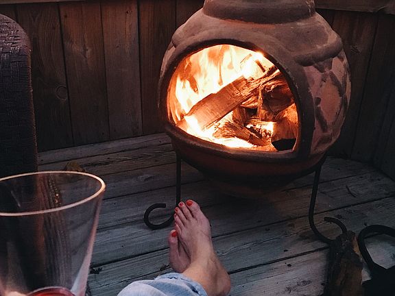 Chiminea on lower deck.