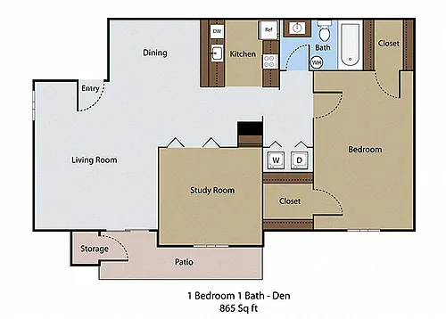 Floor plan 2 BR 1 BA