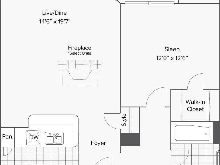 Auburn | 1-Bedroom Floorplan Auburn | 1-Bedroom Floorplan