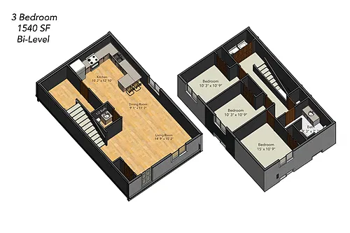 Floor plan Three Bedroom - Bi-Level