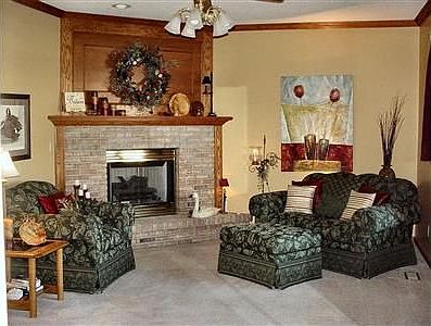 Great room features gas log fireplace