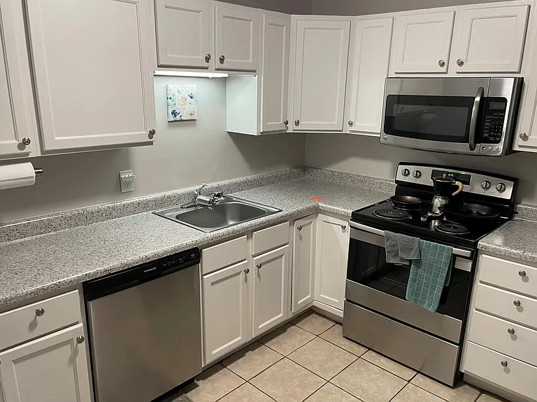Updated kitchen with new stainless steel appliances