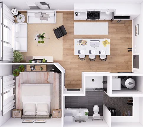 Corridor Style, 1 bedroom with 614 square feet and a large sliding patio door. Corridor Style, 1 bedroom with 614 square feet and a large sliding patio door.