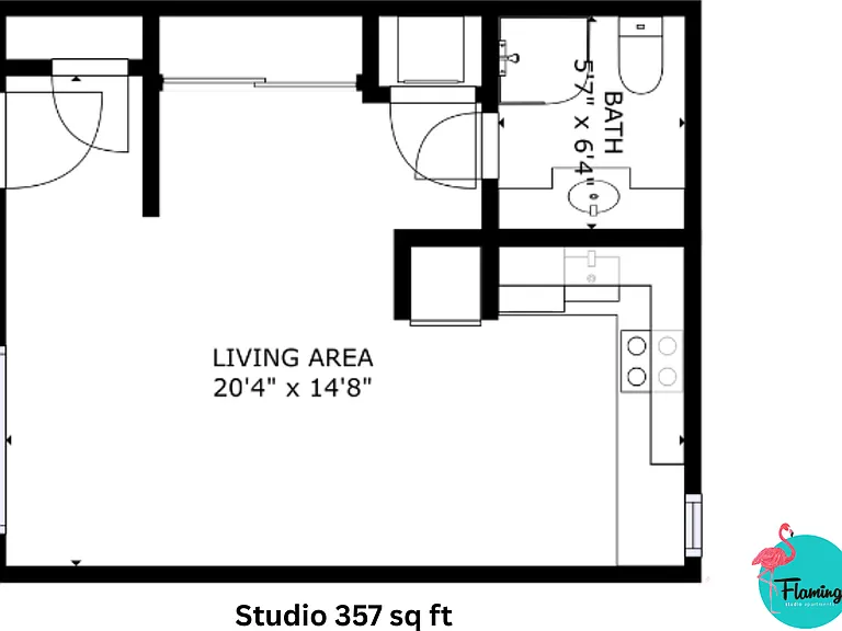 Studio l 357 sq ft l Flamingo Studio l 357 sq ft l Flamingo