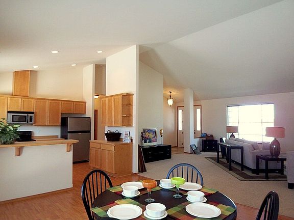 View of Kitchen, Dining, and Living Room