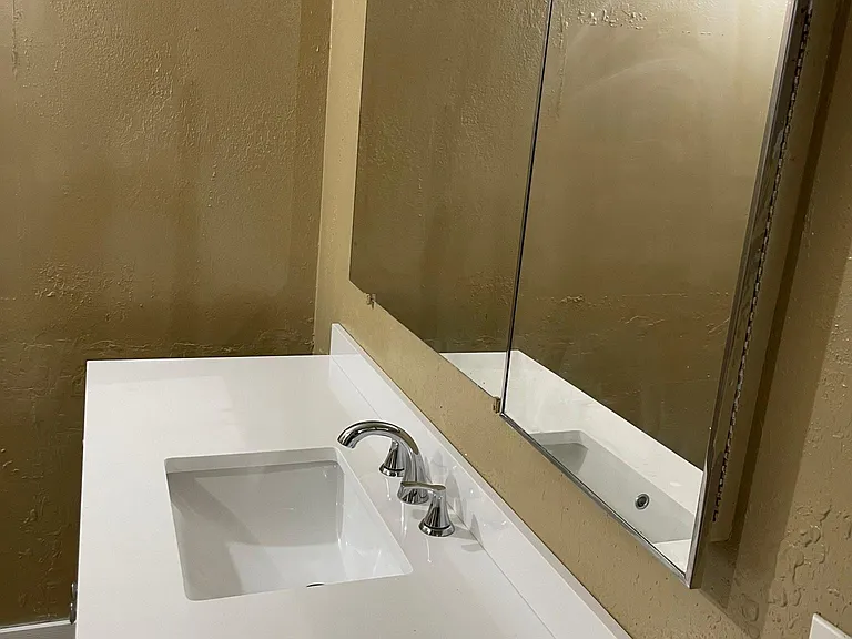 Main bathroom with new vanities