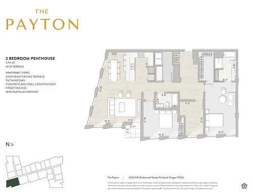 Floor plan 2x2 Den Penthouse Classic