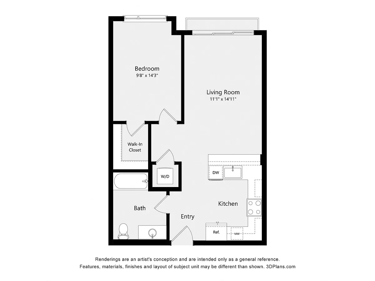 Floor plan One Bedroom B01A