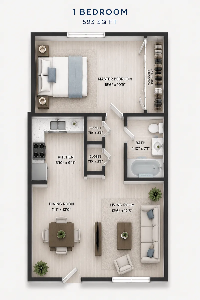 Floor plan SHERIDAN SOUTH ONE BEDROOM