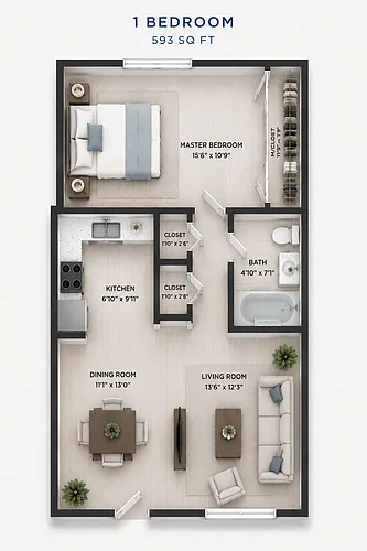 Floor plan SHERIDAN SOUTH ONE BEDROOM