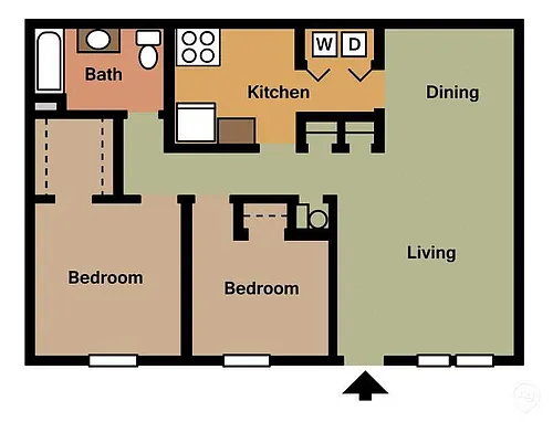 Floor plan 2Bed - 1Bath