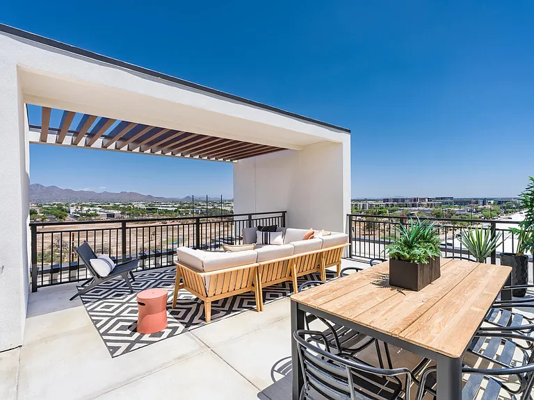 Take in expansive views from the rooftop terrace, perfect for relaxing, socializing, or soaking up the Arizona sun.