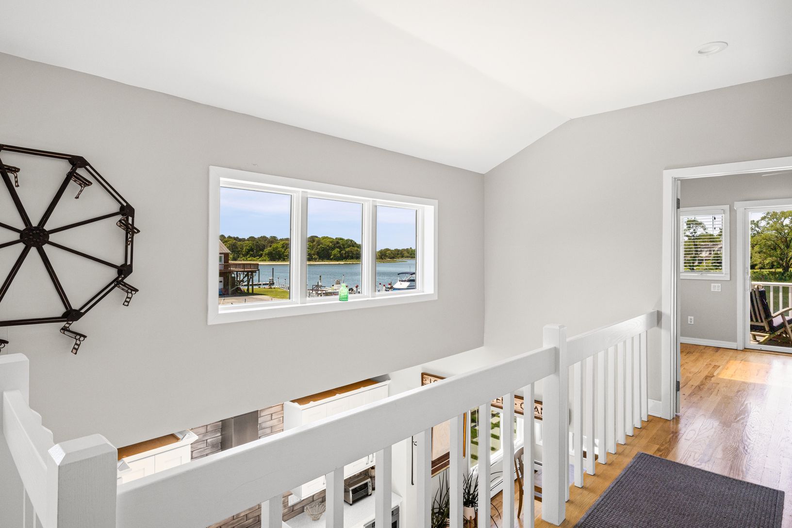  2nd floor hallway has water views