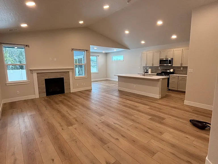 View from end of hallway into great room
