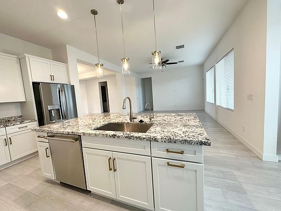 Kitchen looking into living area