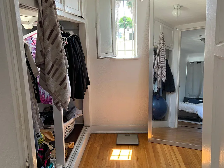 Walk-in closet in the master bedroom