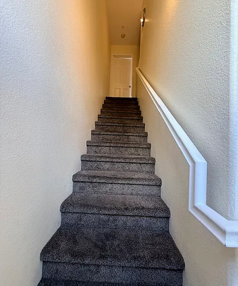 Stairs are carpeted