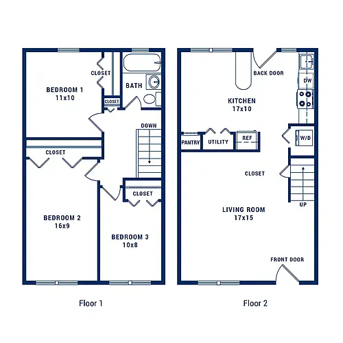 Floor plan 3 Bedroom 1 Bath A