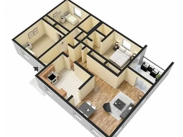 Floor plan 3 Bedroom 2 Bath