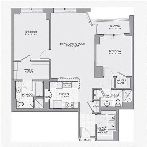 Floor plan 2G w/ Balcony