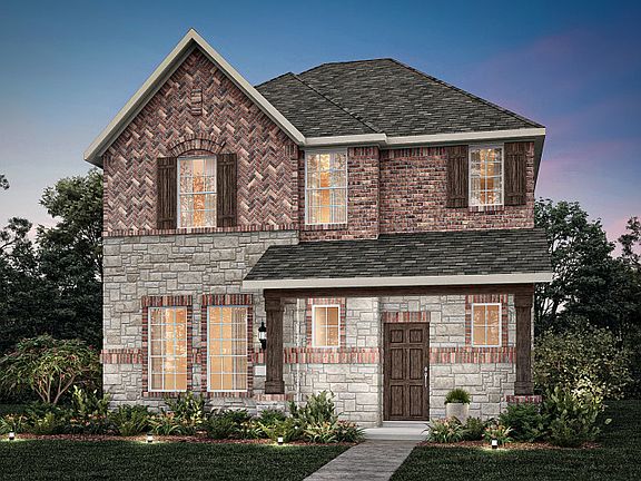 The Shadygrove, with covered front patio and 2-car rear-entry garage, shown as Exterior D