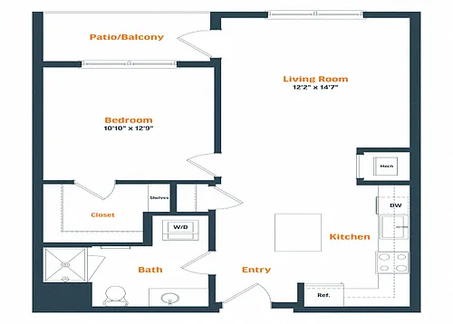 Floor plan A1 | 1 Bed | 1 Bath