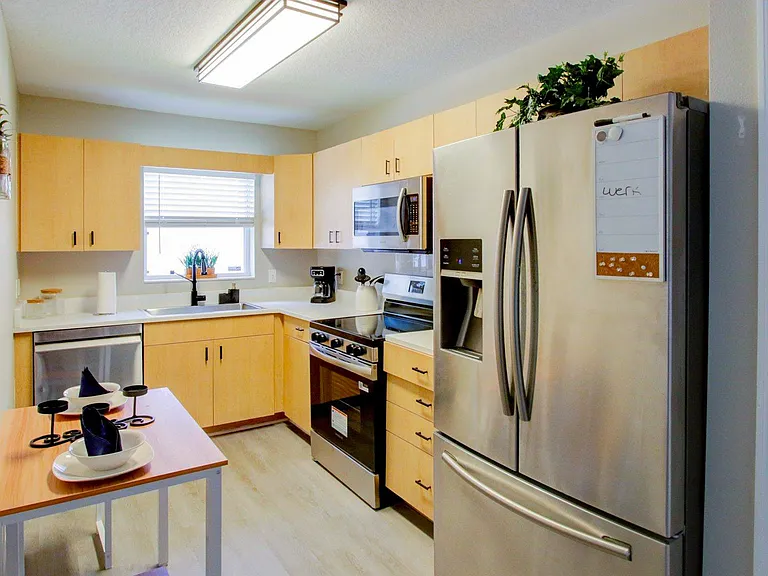 Kitchen with extra large fridge