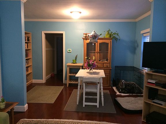 Living room opens into the dining area