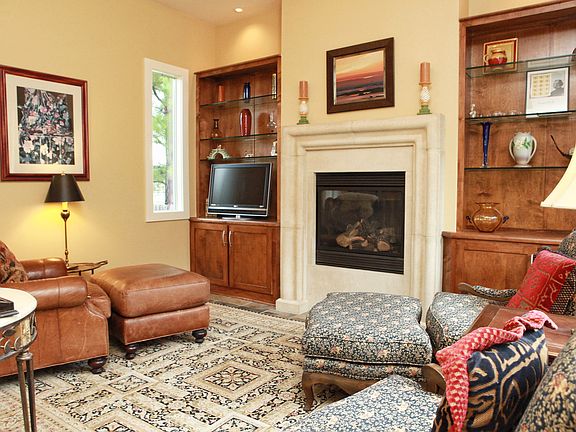 Family Room with Built-In Book Cases