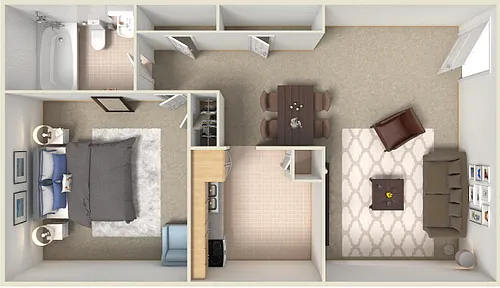 Floor plan 1 Bed 1 Bath