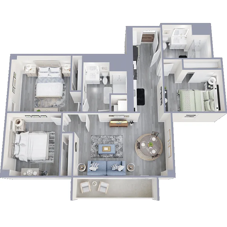 Floor plan 3 Bedrooms, 2 Bathrooms