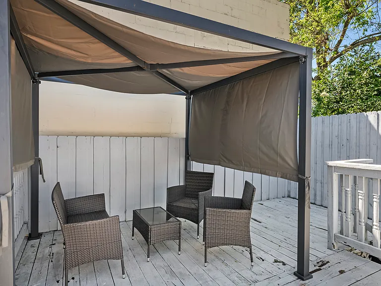 covered seating in back yard