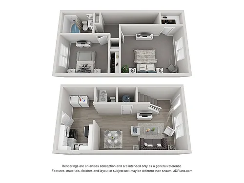 Floor plan 2 Bedroom Townhome - Upgraded