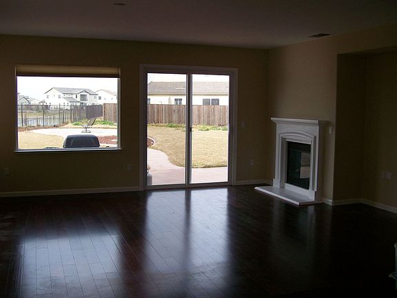 Family Room with cherry flooring