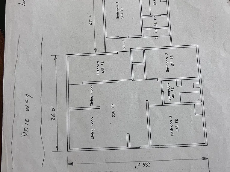 Layout of the house. Basement is not noted.