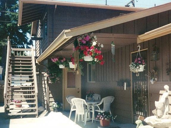 These are the stairs to your apartment. This patio area is not included but there is a deck at the top of the stairs.