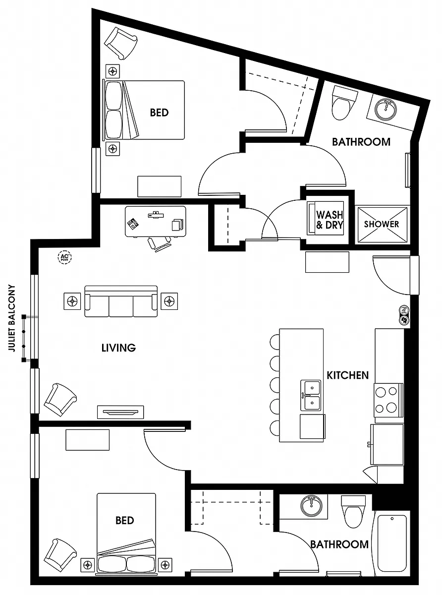 Floor plan Two Bedroom B9