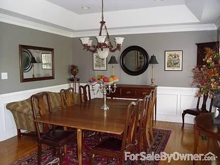 Dining Room
						:
						9 ft. tray ceiling with hardwood floors