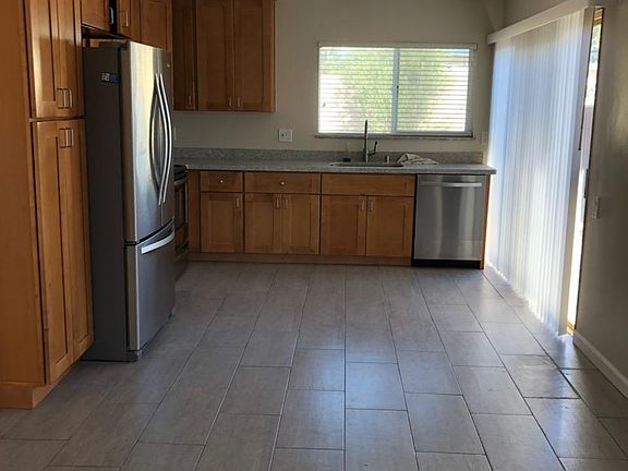 Kitchen facing the backyard.