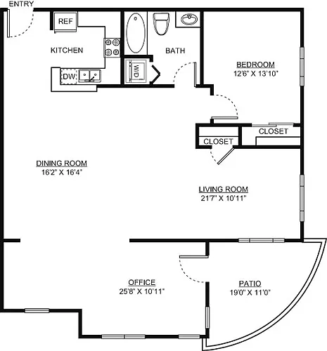Floor plan Large Studio -(L)