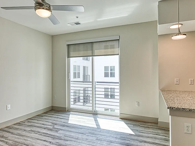 Living area in a 1 bedroom apartment